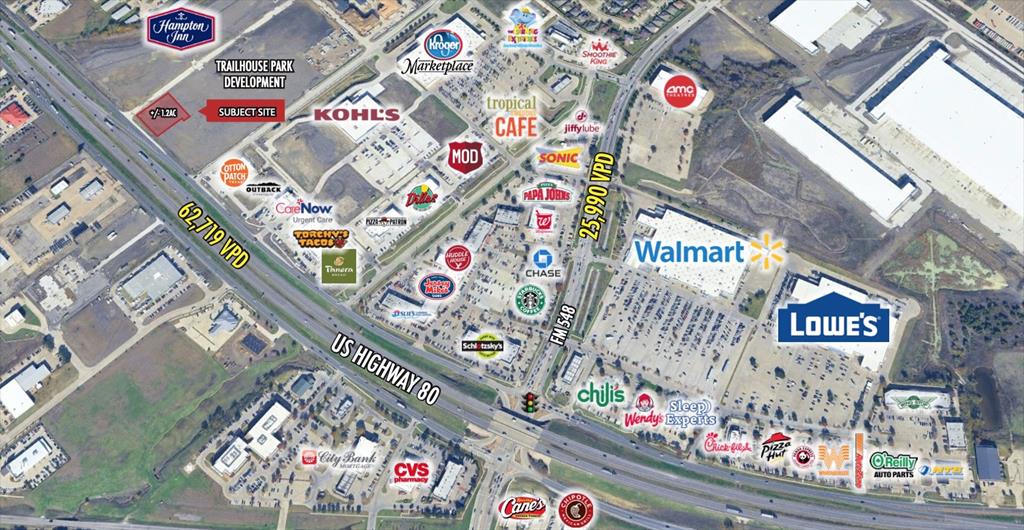 GREAT PAD SITE AVAILABLE AT THE ENTRANCE TO TRAILHOUSE PARK. TRAILHOUSE PARK IS A MAS-
TER-PLANNED WALKABLE DEVELOPMENT THAT WILL INCLUDE RESTAURANTS, RETAIL, HAMP-
TON INN & SUITES HOTEL, APARTMENTS, INDOOR ENTERTAINMENT, AND TOWNHOMES. THE
PAD SITE OFFERS GREAT VISIBILITY AND ACCESS TO JOIN OTHER AREA RETAILERS SUCH AS
WAL-MART, KROGER, CHICK-FIL-A, RAISING CANE’S, CHIPOTLE, STARBUCKS, AND MANY MORE.