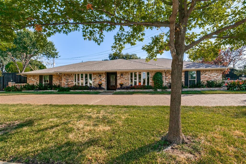 Meticulous single-story stunner with pool & free-standing studio on large corner lot! Designer touches, natural light, gorgeous granite counters & generous rooms throughout. Countertop island seating, custom cabinets, stainless steel appliances, abundant pantry & storage space, wet bar & wine fridge adorn the open kitchen overlooking the large living room with vaulted ceilings, skylight, fireplace & French doors showcasing a private outdoor oasis. The primary suite boasts soaring ceilings, hardwood floors, dual-floating vanity, separate shower, jetted tub & French doors for easy access to & views of the backyard. 2nd & 3rd bedrooms share a Jack & Jill bath with double vanity. Powder room conveniently located just off the living area. Huge 4th bedroom on opposite side of the house perfect as an in-law suite, office, or guest room with separate exterior entry & full bath. Large utility room with sink, built-in cabinets & room for freezer. Viewable from the living room, kitchen & primary suite, the backyard offers lush landscaping, sparkling pool with waterfall, fire features & lighting options, built-in gas grill, covered patio, large grassy area & privacy fence. Over-sized garage & ample off-street parking available on extended private & circular front driveways. Majority of the cast-iron plumbing replaced! Other updates & upgrades include Kitchen, den, pantry remodel (2025). Separate free-standing Studio (s)he-shed, perimeter fence & pool gate, electric security gate, driveway replaced, French Drain, back yard artificial grass (2024). All four glass, double doors & front windows replaced (lifetime guarantee), soffit & fascia replaced for entire house (2023). Complete update list available upon request. Fantastic location with easy access to shopping, dining, & major thoroughfares, within the Private School Corridor, ON the Northaven Trail, walking distance to the Town North YMCA & Northaven Park offering a playground, tennis courts & baseball field.
