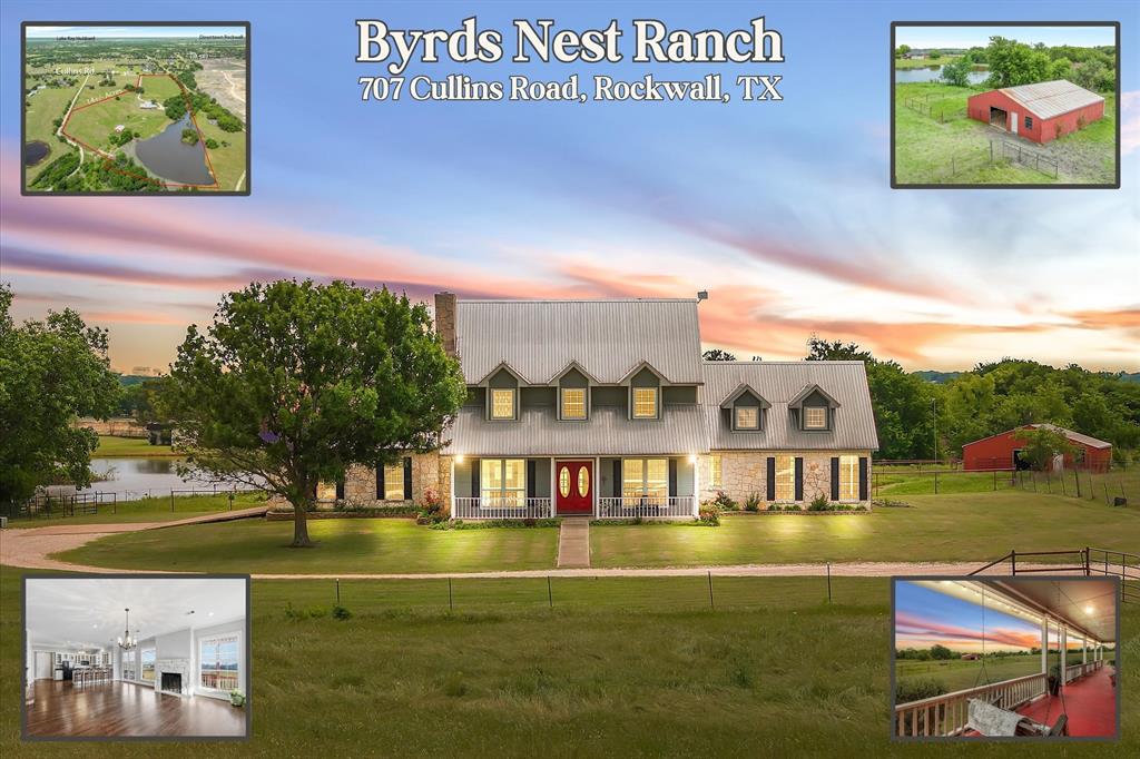 Rockwall Farmhouse on 14± Acres, Ag Exempt, Horse Property & Stocked Pond! Rare opportunity to own a 4 bed, 3 bath vintage inspired farmhouse on 14± private acres in Rockwall, offering the perfect blend of peaceful country living and city convenience. Located just 30 minutes from Dallas and minutes from shopping, dining, and highly ranked Rockwall ISD schools, this property delivers the space, privacy, and accessibility buyers are searching for. Home features soaring 10 ft ceilings, hand scraped wood floors, and abundant windows that frame beautiful pasture views throughout. The spacious layout is designed for both everyday comfort and entertaining. The primary suite and guest bedroom are conveniently located on the main floor, offering privacy and easy access. Upstairs you will find two generous guest bedrooms and a unique loft style retreat featuring a bar, stained glass, and rich wood detailing, creating the perfect media room, game room, or entertaining space. Kitchen offers generous cabinetry, ample counter space, and an easy flow into the dining area and two living spaces. Outdoor living is where this property truly shines with oversized covered porches designed to capture sweeping views of the surrounding pastures and countryside. Land is fully fenced with a combo of smooth & no climb wire and is ready for horses or cattle. 5 stall horse barn with electric, water & water heater provides excellent functionality for horses, livestock, equipment, or hobbies. Sparkling 1+ acre pond stocked with large bass, perfect for fishing right outside your door. Even better, acreage carries an Ag Exemption that saves thousands annually in property taxes, making this property both a lifestyle investment and a smart financial opportunity. Whether you are searching for a horse property, hobby ranch, recreational retreat, or private country estate near Dallas, this Rockwall acreage offers room to roam, scenic views, tax advantages & convenience. Fridge, washer & dryer included.