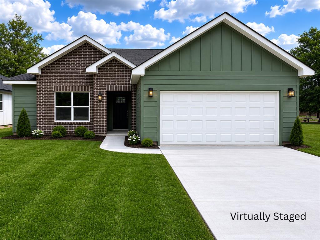 Discover this stunning new construction home featuring 3 bedrooms, 2 bathrooms, and quality craftsmanship throughout. The spacious living room boasts vaulted ceilings and a beautiful electric fireplace, creating a bright and welcoming atmosphere. In the kitchen, you'll find quartz countertops, abundant cabinetry, and a walk-in pantry that provides plenty of storage space. The generously sized primary suite offers a relaxing retreat and includes a private bath with dual vanities and a fully tiled walk-in shower. Complete with a 2-car garage, stylish modern finishes, and functional living spaces throughout, this home is built to fit today's lifestyle.