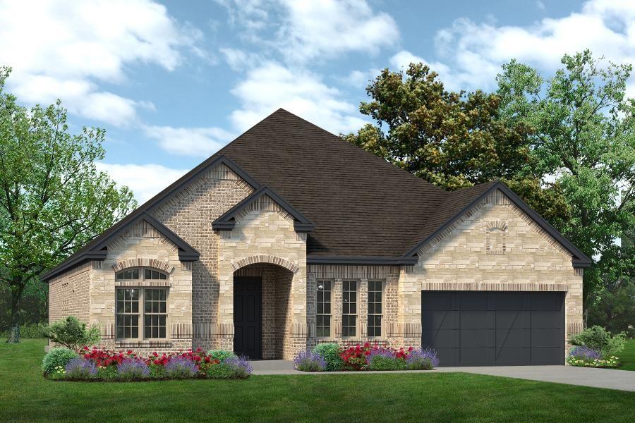 MLS# 21314059 - Built by Sandlin Homes - August 2026 completion ~ Our popular Bellaire plan situated on a corner lot with 4 bedrooms, 3 bathrooms, a study, beamed ceilings and a 2 - car garage. Kitchen highlights include 3cm quartz countertops, stained cabinets with a painted navy kitchen island, a trash can pullout drawer, wood hood vent, and stainless steel hardware.