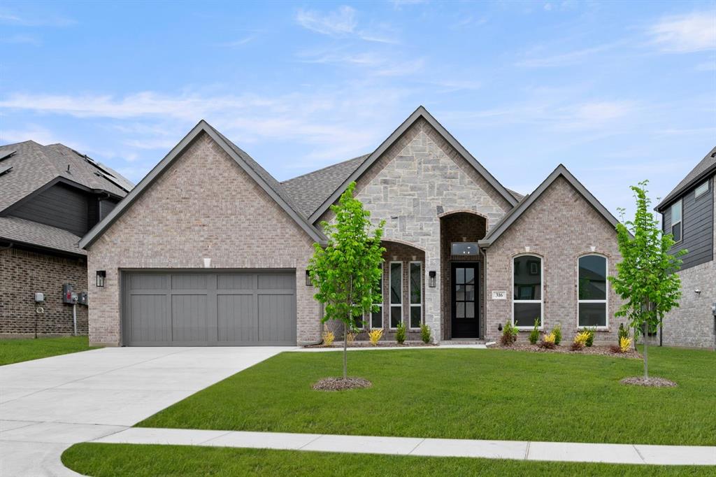 MLS# 21254303 - Built by First Texas Homes - Ready Now! ~ Discover the exceptional Eagle plan, a spacious single-story home offering 3,016 sq ft, 4 bedrooms, 3.5 baths, and a 2.5-car garage. The gourmet kitchen features double ovens, an expansive island, and a walk-in pantry with premium finishes. The luxurious primary suite includes a spa-inspired bath with an enlarged glass shower, dual vanities, and a boutique-style walk-in closet. Enjoy a secondary ensuite, formal dining, dedicated study, and soaring 12' ceilings. 15' sliding glass doors open to a covered patio, perfect for indoor-outdoor living. Smart home automation, full gutters, and a sprinkler system complete this modern, sophisticated home. Schedule your tour today!