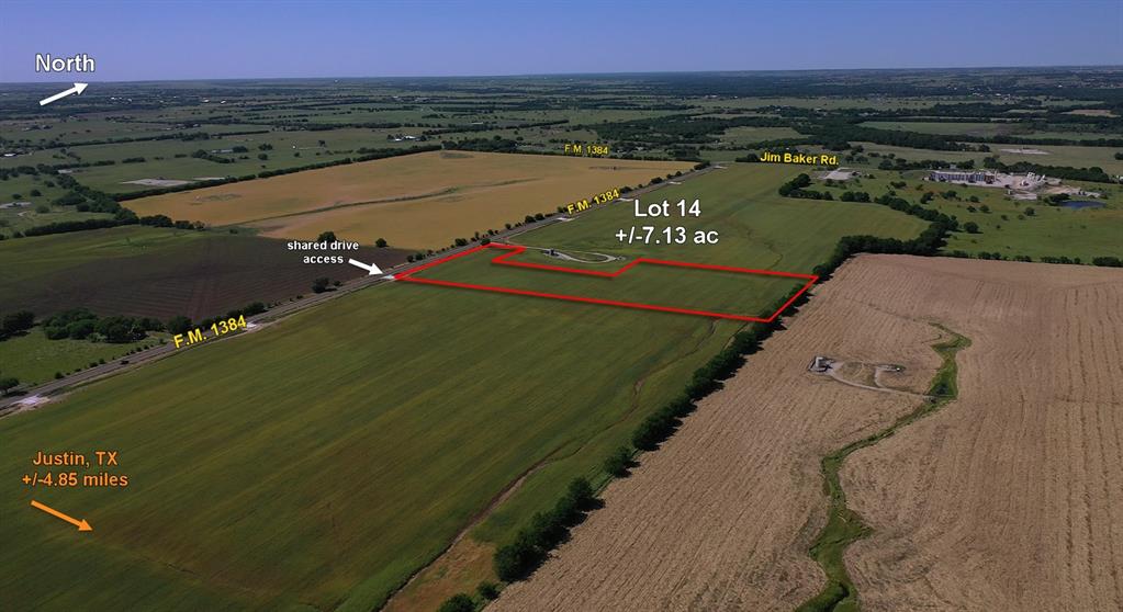 Lot outside the city limits of Justin, TX. Enjoy the country with the convenience to the city just minutes away! The lot is located within Northwest ISD and there is no H.O.A., but deed restrictions are in place and are attached. Electric available at the road. Construction has finished on the shared-driveways for this lot fronting FM 1384. Please do not hesitate to reach out with any questions regarding this lot