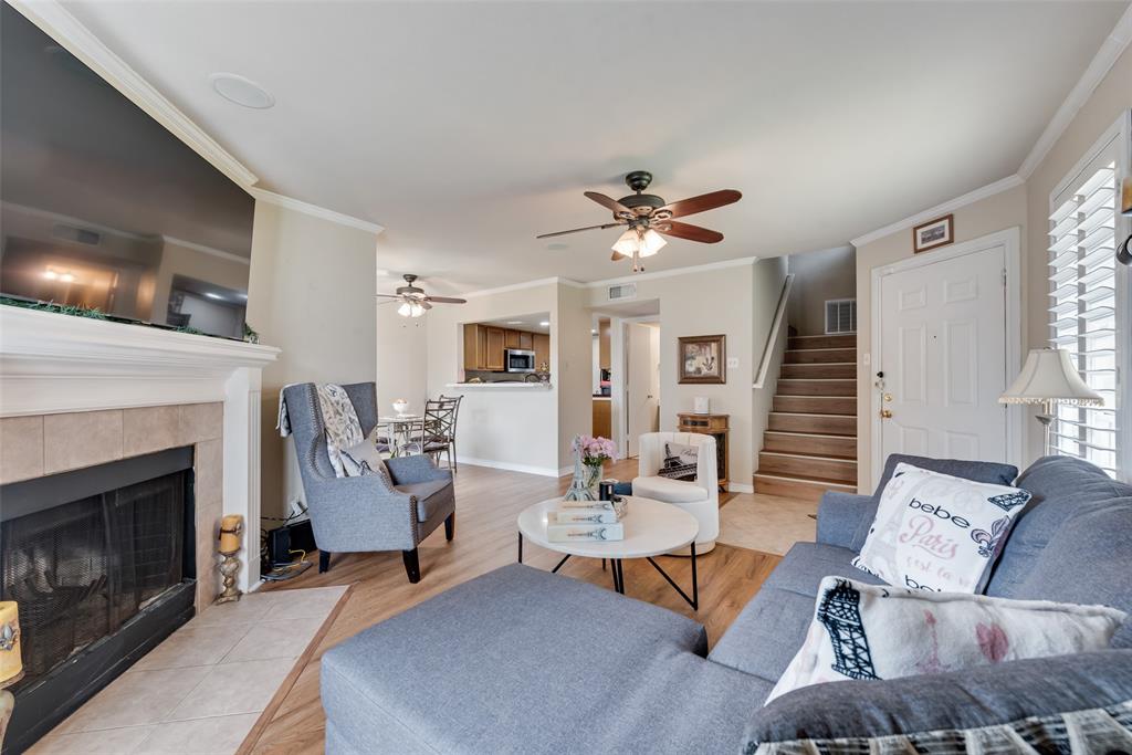 Welcome to this charming 2-bedroom, 2.5-bathroom townhouse located in the heart of Frisco, TX, offering both comfort and convenience in one of the most desirable areas of North Texas. Step inside to a bright and inviting living space highlighted by warm wood-style flooring, neutral tones, and an abundance of natural light streaming through plantation shutters. The open-concept floor plan seamlessly connects the living room, dining area, and kitchen, creating a perfect environment for both everyday living and entertaining. A cozy fireplace anchors the living room, providing an ideal spot to relax, while the spacious layout easily accommodates gatherings with family and friends. The kitchen boasts ample cabinet storage, a breakfast bar that opens to the dining space, and a functional design ready for your culinary creations. Upstairs, both bedrooms are generously sized, each with its own private en-suite bathroom, offering comfort and privacy. Additional features include a convenient half-bath downstairs for guests, ceiling fans throughout, and a laundry area thoughtfully placed near the bedrooms. A private patio provides the perfect outdoor retreat for morning coffee or evening relaxation. This townhouse also offers access to community amenities and is ideally situated near top-rated Frisco ISD schools, major highways, shopping, dining, and entertainment. Whether you’re looking for your first home, a low-maintenance lifestyle, or a great investment opportunity, this property checks every box.