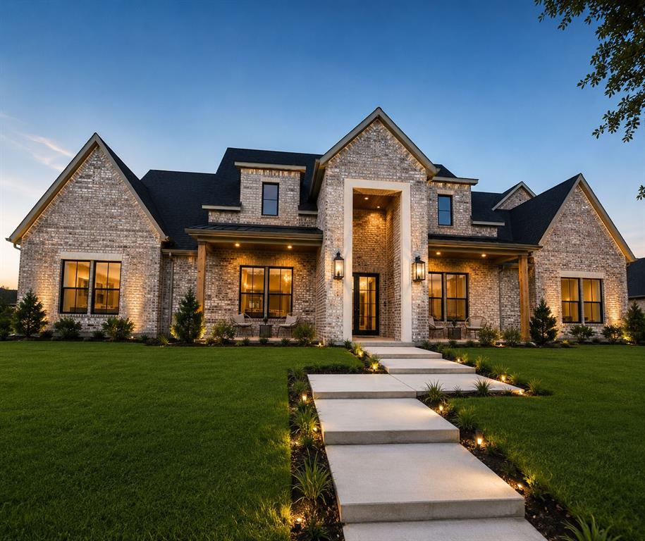Discover luxury living in this stunning one-story ranch-style home offering 5 bedrooms, 4 full bathrooms, a dedicated office, and an oversized 3-car garage, all situated on a spacious ½-acre lot. With just under 3,600 square feet, this thoughtfully designed home combines high-end finishes, modern conveniences, and a flexible floor plan perfect for today's lifestyle. Step inside to be captivated by dramatic 17-foot vaulted ceilings accented with beautiful white oak beams, creating an open and inviting atmosphere throughout the main living spaces. The thoughtfully designed layout places bedrooms in separate corners of the home, providing exceptional privacy for family members and guests.

The heart of the home is a chef's dream kitchen featuring commercial-grade Thor appliances, a 48-inch gas range, built-in microwave drawer, designer finishes, abundant storage, long island provides ample seating. Dining room has wine shelving and fridge— perfect for entertaining or everyday living,

The luxurious primary suite offers a spa retreat complete with an oversized walk-in shower featuring dual shower heads and body jets, a freestanding soaking tub with waterfall faucet, and an expansive walk-in closet. Every bedroom has generous space and walk-in closets. Adjacent baths with carefully selected designer finishes create a timeless and elegant feel. With efficiency in mind, tankless gas water heater and energy-efficient features provide comfort and savings. 

Ideal for multi-generational living, the home has two primary suites, with the secondary suite offering flexibility as an in-law suite, guest quarters, media room, or game room. 

Outdoor living is equally impressive - a massive front porch overlooking peaceful pond views and a large covered back patio with a gas fireplace for all year enjoyment. This exceptional custom home offers a blend of luxury, comfort, privacy, and functionality—wrapped in a beautifully designed single-story layout. Ask about Incentives!