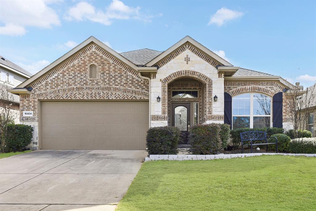 Welcome to this beautifully maintained single-story home in the sought-after Artesia community! Step inside to luxury vinyl flooring installed in 2023 and elegant crown molding that adds a touch of sophistication throughout. The kitchen features light and bright white cabinetry, a butcher block island, a upgraded dishwasher installed in 2023, a double convection oven installed in dec 2025 and a bright breakfast nook that fills the space with natural light. The spacious living room boasts vaulted ceilings and a cozy fireplace, perfect for relaxing or entertaining. A versatile flex room is situated between the two secondary bedrooms—ideal for a study, game room, or media space. The private primary suite offers vaulted ceilings and a stunning en-suite bath with dual sinks, a soaking tub, separate shower, and  double-door entry. Enjoy outdoor living on the covered patio with a built-in fan, plus an extended area perfect for sunbathing or relaxing in the yard and replaced roof in 2024. Residents of Artesia also enjoy access to a community pool and gym.