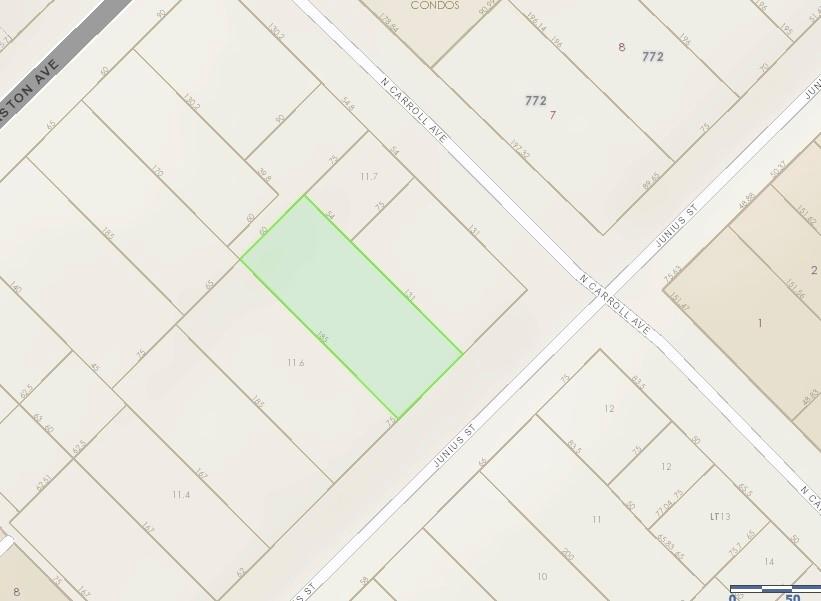 This expansive 13,875 sq. ft. interior lot is ready for your vision and custom design. Zoned SFR, it offers a prime opportunity to build exactly what you’ve imagined.

Additional parcels are also available for purchase, creating the potential for an even larger footprint. Directly contiguous to this lot is 4419 Junius, offering an additional 9,825 sq. ft. of land. Two more nearby parcels are on the market as well: 713 N Carroll, featuring a historic late-1800s home with 4,700 sq. ft., and 801 N Carroll, an approximately 5,000 sq. ft. lot. Each property is listed separately in MLS, but together they present a rare chance for a sizable assemblage.

Buyer will be responsible for obtaining a new survey.