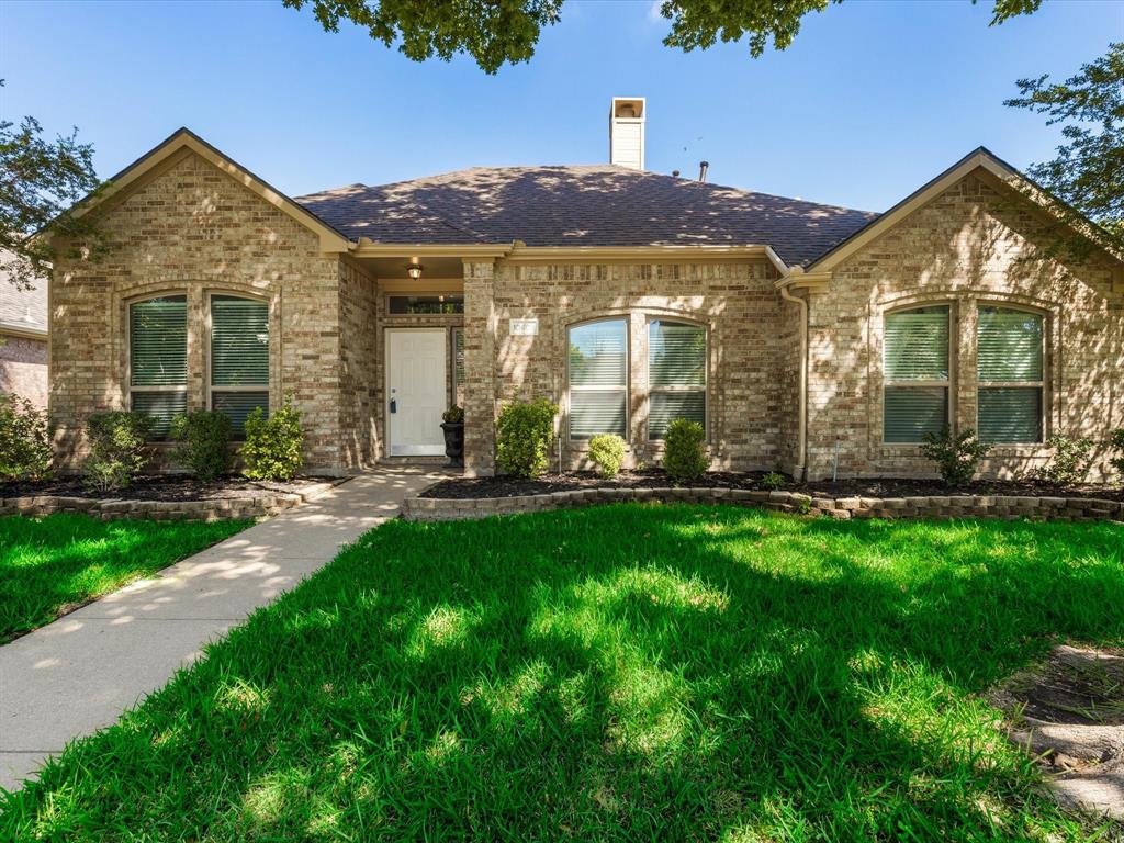 UPDATED ONE STORY, FRISCO ISD! Includes Washer, Dryer, and Fridge. Cozy one-story home in Hillcrest Estates. Well maintained, New LVP flooring, Updated kitchen. Abundance of windows creates a bright and inviting atmosphere. Third bedroom with double doors also can function as an office. Master has multiple windows, angled ceilings, separate shower and jetted tub, separate double vanities, and walk-in closet. 2 living areas, 2 dining areas including eat-in. Kitchen has quartz countertops, stainless steel GE appliances, pantry. Family room has a tiled fireplace with mantle and leads into oversized second living area, could also function as game room or fourth bedroom, with sliding glass door leading to outdoors. Large backyard with patio and covered porch, board-on-board 6-foot fence. Fabulous location convenient to schools, major highways, shopping and more. Pets at landlords discretion.
