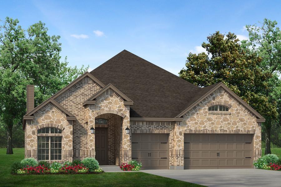 MLS# 21290864 - Built by Sandlin Homes - Aug 2026 completion! ~ Gorgeous 2,466 sq. ft., 4 bed, 3.5 bath home with a 3-car garage situated on a desirable corner lot. Interior highlights include beamed ceilings in the living area, a bench with storage and a linen closet in the mudroom, and a freestanding tub in the primary bathroom. The gourmet kitchen is equipped with 3cm quartz countertops, stained cabinets with white accent cabinets on upper kitchen cabinets, a trash pullout drawer and a pots and pans drawer. Enjoy upgraded fireplace stone and a raised hearth, vinyl flooring throughout, and matte black fixtures.