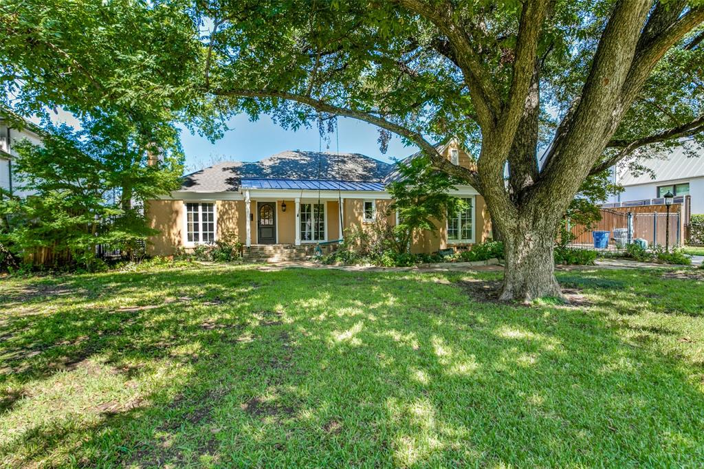 Rare opportunity on one of the most coveted blocks in Preston Hollow. Large, deep lots are the hallmark of this location, and this 100 x 228 lot is no exception, setting the stage for over 4000 ft.² in the one-story main house. In addition to formal living and dining areas, the home features a large family room and a flex space. The large primary suite is split, at the rear of the home, with splayed ceiling, great bath area, and substantial walk-in closet with excellent hanging space and abundant built-ins. Two of the secondary bedrooms are unusually large, sharing a neat flex space that could be a playroom or study. The 605 square-foot full guest house features a full kitchen, dining area, living area, and separate bedroom. A pretty pool and spa area surrounded by Oklahoma flagstone and large grassy area complete the package. There’s also abundant parking beyond the electric driveway gate, and the roomy two car garage features a large storage room and a separate, large workshop space. See survey in Transaction Desk - does not reflect guest house addition, and should be used only for purposes of understanding lot boundary lines.