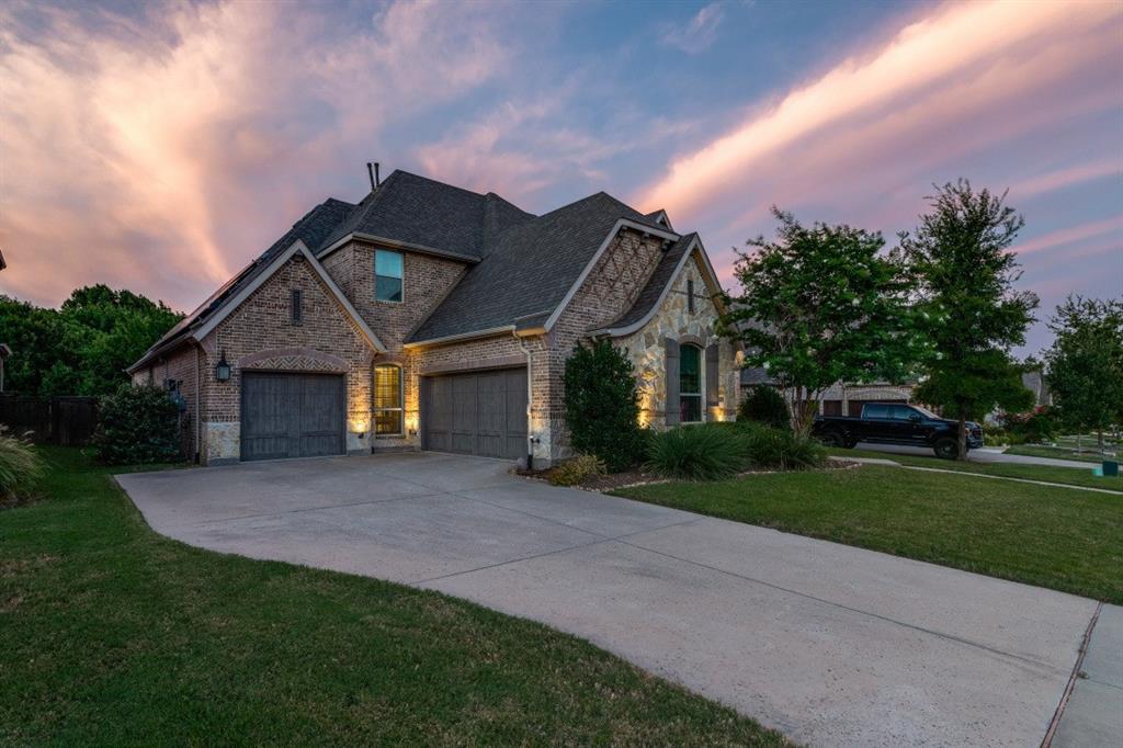 Stunning Luxury residence nestled in the exclusive gated enclave of Emerald Heights at Stonebridge Ranch. Make this energy efficient 4100' masterpiece 2-story home yours Today!! Features a fully paid solar panel system with battery storage. Upgraded red oak wood flooring throughout the first floor. Beautiful finishes include impressive wide crown molding, rounded edges, arched doorways & neutral wall color. Large windows above multi-sliding glass patio doors which fully open from Family Room. The backyard is private with a greenbelt view. A chef's Kitchen is exquisitely designed with gas appliances, white, shaker-style cabinetry, granite counters. Island w breakfast bar. Butler’s Pantry. Master w vaulted ceilings. Luxurious master Bathroom with upgraded quartz counters, separate shower, separate His & Her vanities w both walk in closets. 1st fl Guest Room with murphy bed built in. Media Rm, Game Rm, loft, & 2 Bedrooms up. 3-car split garage with epoxy flooring, storage cabinets, shelves, overhead storage rack, electric car charging station, and a conveniently located mudroom adjacent to the garage.