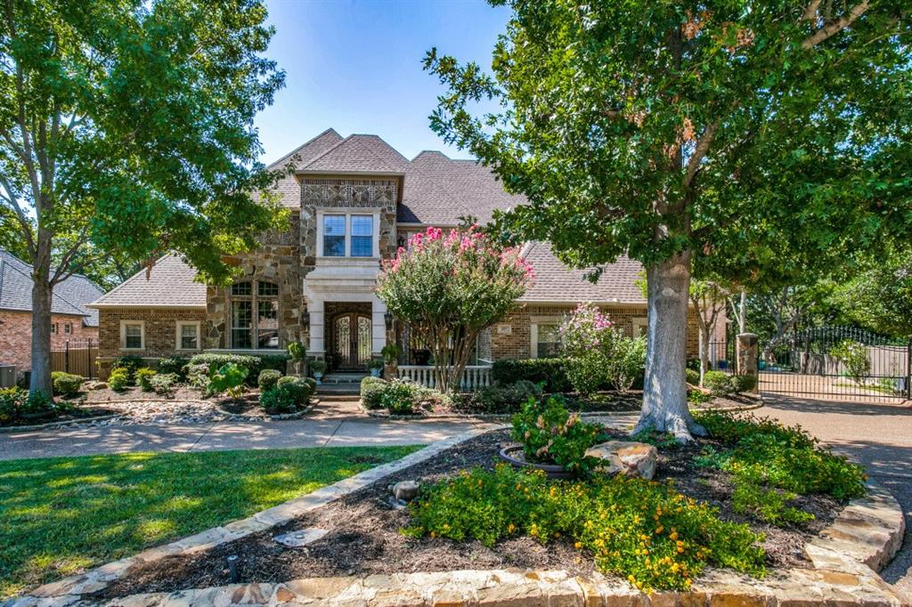 WELCOME HOME to resort style living in this magnificent Tom Adair Custom home situated on a prime golf course cul-de-sac lot in the highly sought after Eagle Bend Estates of Timarron! This stunning home features quality craftsmanship throughout with hardwood floors, solid core doors, plantation shutters, detailed moldings-ceilings & 4 fireplaces! Wrap around balcony and patio offers endless views of the golf course and overlooks into the backyard oasis featuring a pool with cascading waterfalls, spa, lush landscaping, and built in grill! Grand entry shows a sweeping staircase, formal dining and living with abundant natural light. Gourmet kitchen has everything a chef would desire including storage and wine cellar!  Master retreat includes access to patio & luxurious ensuite bath with dual vanities and a gym! Game & media room upstairs has unlimited entertaining possibilities with convenience of a kitchen equipped with fridge, microwave, and dishwasher.  4 car garage with gated access!