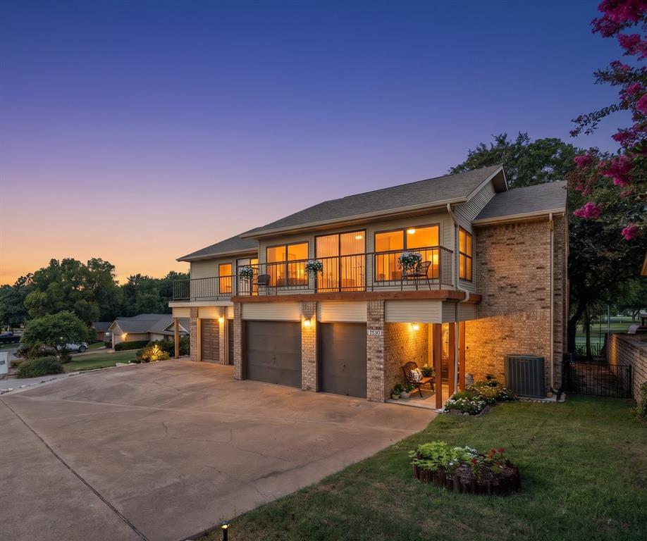 Don’t miss this rare opportunity to own a spacious 3-bedroom, 3-bath townhome perfectly positioned on the #1 Fairway in DeCordova Bend Estates! This incredible home is in a prime location that offers the ultimate DCBE lifestyle—just steps from the golf course, lake, and country club! Step inside to an inviting layout with the primary suite conveniently located downstairs, and two oversized bedrooms plus two full baths and a second living area upstairs completed with a large balcony and lake views! The updated kitchen features gorgeous granite counters, breakfast bar, a walk-in pantry, and ample cabinet space. Large living & dining area with a wood beamed vaulted ceiling. You'll love the enclosed sunroom to extend your living or entertainment space that showcases golf course views. Thoughtful updates have been made during ownership including a newer roof (2021), Trane HVAC, paint, vinyl plank flooring, and a fenced backyard. With one dedicated garage for your car and an additional bay for your golf cart, you're always ready to roll to your next adventure. You’re within easy walking distance of the clubhouse, playground and community pool, boat and kayak ramps, and volleyball courts, but for those hot Texas days, you can just take a joyride over in your golf cart. With the low-maintenance landscaping, you’ll spend less time working and more time living the dream. All of this within the secure, 24-7 guarded gates of DCBE—where resort-style amenities await! Enjoy golf, tennis, pickleball, lake access, swimming, volleyball, & a full-service clubhouse. This is more than a home, it's a lifestyle. Come experience it today!