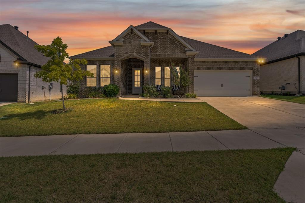 Built in 2021, this stunning home combines modern design with timeless touches. Step inside to find soaring ceilings and an open-concept layout filled with natural light. The living room is the heart of the home, featuring striking wood beams and a cozy fireplace that creates both warmth and character. The kitchen and dining areas flow seamlessly for easy entertaining, while the oversized back patio extends your living space outdoors. Nestled on a quiet street, this home also offers access to neighborhood amenities including a sparkling community pool and its very own elementary school—making it an ideal place to settle in and grow.