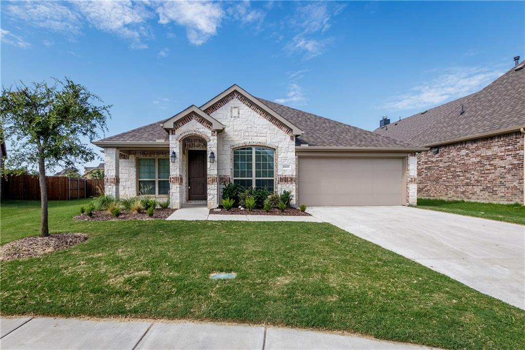 Fantastic 1 story 3 bedrooms and 2.1 baths and large study with French doors. With engineered hardwood floors in living areas. Open floor plan with eat-in kitchen with dark cabinets, granite and oversized island. Large family room with soaring ceilings and corner fireplace. Private master suite with huge walk-in closets and relaxing master bath. Enjoy the backyard on your extended patio w ceiling fans. Enjoy the community amenities which include a pool and the fantastic location close to schools, parks and restaurants. All this and Prosper A+ schools.