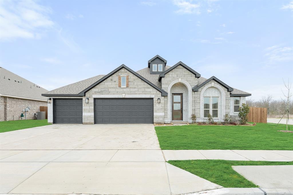 BRAND NEW! NEVER LIVED IN and Quick Close Ready! Two-story built by Bloomfield Homes in our Hawthorne II plan with an open living space filled by natural lighting, 4 bedrooms, 3 bathrooms, and a 3-car garage on a big corner lot backing to a greenbelt! Smart storage, well-placed bedrooms, and valuable upgrades make this home feel like it was custom built. 3 bedrooms are on the first floor, with only one shared wall between the secondary rooms! The primary suite has enough room for a full furniture set (king-bed sized), a handy bump-out seating area serving as valuable flex space. A separate walk-in closet sits across from the 5-piece ensuite bath, where you can choose from either a soaking tub or bench-seat shower to rinse off. Favorite meals are hassle-free thanks to upgrades in the Deluxe Kitchen that include gas cooking on built-in stainless steel appliances, sparkling quartz countertops, a wood vent hood to expel smoke and smells, deep pot and pan drawers below the cooktop, and the sink moved to the island so you get more surrounding storage! Fit barstools at the island bar, or add a table parallel to the built-in buffet that extends work and display space. There's a dedicated study off the elegant, octagonal foyer that's easy to flex for your needs, whether it's a formal dining room or whiskey room. Additions like a stone-to ceiling fireplace, custom 8' front door, vaulted ceilings, tech center, window seats, and a tankless water heater enhance daily life. Homesite is around the corner from the community amenity center, comes fully landscaped, fenced backyard, and equipped with a sprinkler system. Remember - corner lot - means neighbors on only 1 side! Call or visit Bloomfield at Waverly Estates to learn more!