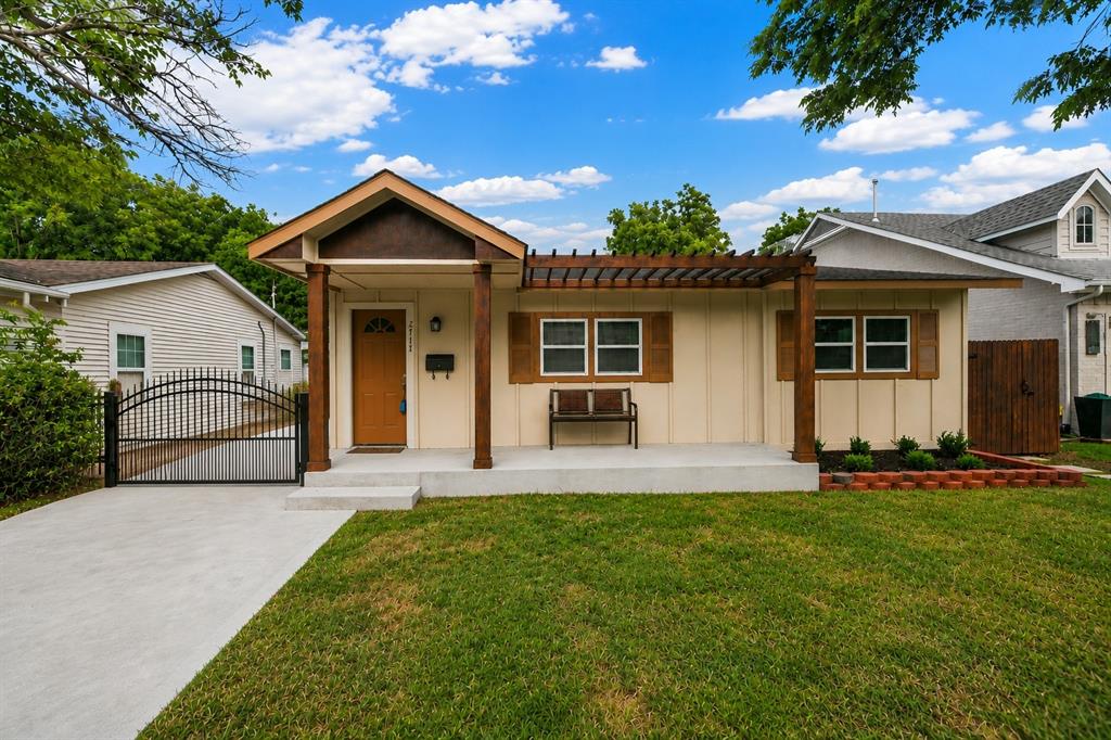 Welcome to this beautifully updated dollhouse in a highly sought-after location near TCU and the hospital district. Thoughtfully renovated with modern comfort in mind, this charming home features a newer HVAC system, roof, flooring, and refreshed paint throughout. The stylish kitchen is sure to impress with gorgeous granite countertops and stainless steel appliances. A well-designed layout offers both functionality and flexibility, including a private half bath off the primary suite, a conveniently located full bath for the secondary bedroom, and a versatile study or office that can easily serve as a guest room. Relax on the inviting front porch under the pergola, or enjoy the low-maintenance backyard featuring a crushed granite lawn, gazebo for entertaining, and a spacious secure concrete parking area with rear access and a gate at drive way.  Updated storage building in the back. This move-in ready gem combines charm, convenience, and location. Schedule your private tour today and make this exceptional home yours.