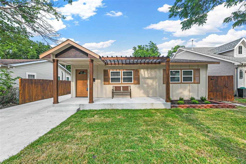 Welcome to this beautifully updated dollhouse in a highly sought-after location near TCU and the hospital district. Thoughtfully renovated with modern comfort in mind, this charming home features a newer HVAC system, roof, flooring, and refreshed paint throughout. The stylish kitchen is sure to impress with gorgeous granite countertops and stainless steel appliances. A well-designed layout offers both functionality and flexibility, including a private half bath off the primary suite, a conveniently located full bath for the secondary bedroom, and a versatile study or office that can easily serve as a guest room. Relax on the inviting front porch under the pergola, or enjoy the low-maintenance backyard featuring a crushed granite lawn, gazebo for entertaining, and a spacious secure concrete parking area with rear access and a gate at drive way.  Updated storage building in the back. This move-in ready gem combines charm, convenience, and location. Schedule your private tour today and make this exceptional home yours.