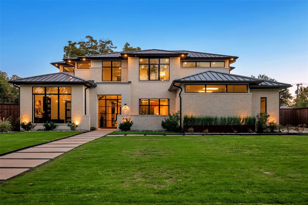 Stunning contemporary 5bd 6.1ba residence built in 2019 by Twin Oaks Homes on 105x189 lot in Preston Hollow. Light & bright open floor plan w qtr swan white oak hardwoods & designer finishes. Grand entry flanked by private study & formal dining w temperature controlled wine room. Gourmet kitchen w high-end appliances, Subzero wine refrigerator, walk-in pantry, dual sinks, breakfast room, large, center, marble island opening to family room w floor-to-ceiling windows & doors overlooking backyard. 1st floor also includes private primary suite w sitting area, spa-like bath, grand, custom walk-in closet, media room w living area, wet bar w 2 refrigerator drawers, downstairs guest suite & utility room. 2nd floor ft 3 add ensuite bdrms, 2nd utility rm & game rm. Retreat to backyard oasis w covered living area, outdoor kitchen, gas fireplace overlooking heated pool-spa, turfed lawn & landscaping by Elizabeth Schmidt. Home is complete w Control4 Smart Home system + 4car garage w epoxy flooring.