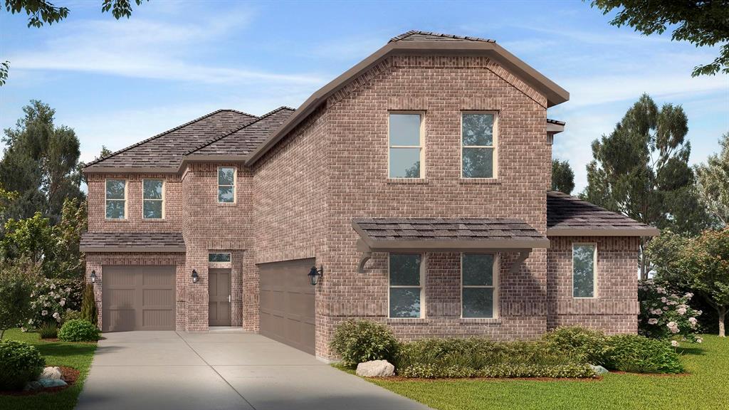 Beautiful new D.R. Horton home in the Morningstar community located in highly sought-after Aledo ISD! The Yorktown floorplan Elevation A with an estimated Fall completion, offers a spacious two-story layout with 5 bedrooms, 3.5 bathrooms, a game room, and a split 3-car garage with separate single and double bays, ideal for added storage or multiple vehicles. The open-concept design features a generous family room that flows into the dining area and modern kitchen, creating an inviting space for everyday living and entertaining. The kitchen includes 42” upper cabinets with crown molding, cabinet hardware, soft-close drawers and cabinets, quartz countertops, a ceramic tile backsplash, stainless steel appliances, a gas range, and a pantry for added storage. RevWood flooring extends throughout the main living areas for durability and style, and a convenient mud bench area adds everyday functionality. The private primary suite is located on the first floor and features an en-suite bath with dual sinks, a separate soaking tub and walk-in shower, and a spacious walk-in closet. Four additional bedrooms are located on the second level along with a large game room, providing flexible space for family, guests, or hobbies. A covered patio enhances outdoor living, while modern finishes, energy-efficient construction, and America’s Smart Home Technology package add everyday convenience. Exterior features include a landscaping package with a full sprinkler system and a fully fenced backyard. Morningstar residents enjoy resort-style pools, playgrounds, parks, a dog park, and scenic walking trails.