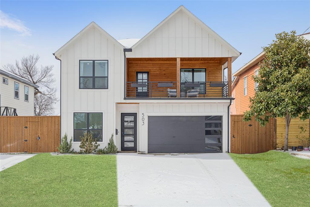 A modern and spacious standout in East Dallas, this newly built single-family home delivers rare value in one of the city’s fastest-moving neighborhoods near the historic Munger District. Designed for everyday living and effortless entertaining, the light-filled layout features white oak hardwoods throughout, a sleek gas fireplace, full stainless appliance package and crisp white quartz surfaces in the kitchen and baths. Accordion sliding doors blur the line between inside and out, opening to a covered patio and large private backyard for weekend hangs and dinner parties. The primary suite is your own retreat—think oversized walk-in closet with built-ins, soaking tub, frameless glass shower, and dual vanities. Upstairs adds serious flexibility with three additional bedrooms, two bathrooms, a huge second living area, and a bonus room with balcony - ideal for a Peloton space, storage, media or playroom. A 2-car attached garage plus extra off-street parking keeps life simple. From here, you're just minutes to Baylor Medical Center, Deep Ellum’s nightlife and dining scene, Uptown, Lower Greenville, and Downtown. Urban convenience, new construction, and a price point you rarely see in this pocket - 503 N. Peak Street is a solid move for anyone who loves convenient city living without the compromise.