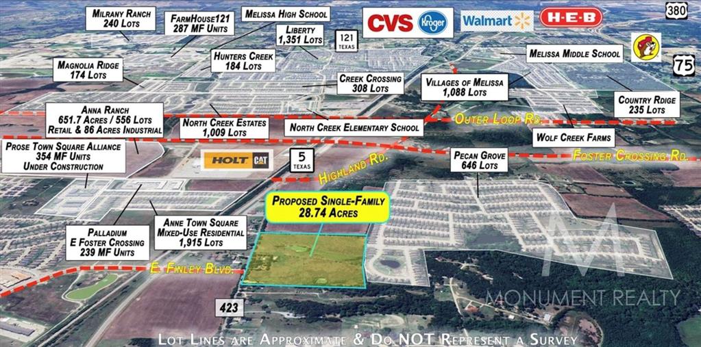 28.74 Acres in Anna’s Premier Growth Corridor – Outstanding development opportunity in one of North Texas’ fastest-growing cities. This 28.74-acre tract sits directly in the prime growth path of Anna, surrounded by expanding residential communities and continued city infrastructure investment. With strong population trends, demand for new housing, and proximity to major transportation routes, this site is ideal for single-family developers seeking scale and long-term upside.

The property offers generous acreage, flexible layout potential, and a location positioned for future annexation and utility access. Large parcels in this corridor are limited, making this a rare opportunity to create a signature residential neighborhood in a rapidly developing market.