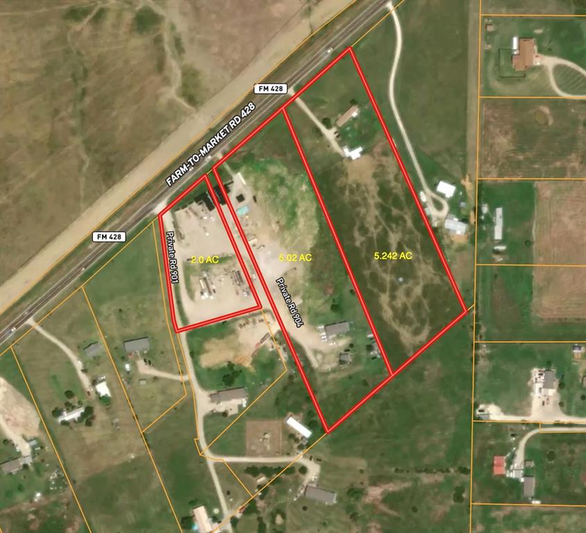 Currently zoned residential and Buyer should confirm future zoning and restrictions.  2 lots totaling 10.26 acres to be sold together. Over 750 feet of frontage road on FM428 excellent location for individual storage units, RV & Boat storage near all the new housing developments. Adjacent properties also for sale allowing for a 20+ total acres.. See adjacent property listing 20334277.