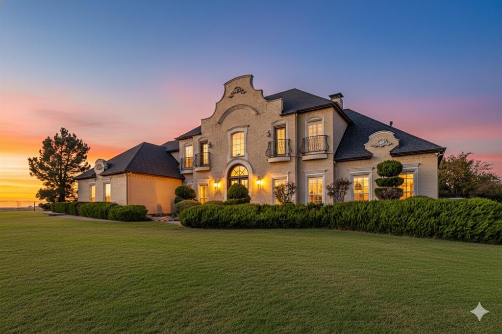 A Northwest Tarrant landmark, this home is perched high on a hill affording incredible views all the way to downtown Fort Worth. Including nearly 4.5 acres with pond, this luxurious 4,757-sq-ft custom home offers an exceptional blend of elegance and comfort, featuring a sparkling inground pool with spa, private guest quarters, and ample space for pets. Prime LOCATION, LOCATION, LOCATION, in the heart of Alliance with quick access to literally EVERYTHING. If you are looking for THE HOME that everyone knows, this home is for you!!! Guests are greeted with an impressive entryway, towering ceilings, and a grand staircase, ushering them into the spacious family room with its impressive wall of windows overlooking the private courtyard and pool, flooding the home with natural light. This Entertainer's dream offers 2 large living spaces, an upstairs game room & wet bar with plenty of room for a pool table, and a separate media room! The chef’s kitchen boasts a large island with 6-burner gas cooktop, granite countertops, top-of-the-line custom-matched appliances, farmhouse sink, double ovens, and an inviting breakfast bar. The recently remodeled home’s other notable features include rich hardwood and oversized tile flooring, popular neutral tones, generously sized bedrooms with abundant storage & extensive built-ins perfect for displaying artwork and more. The primary suite exudes warmth with its own fireplace and a spa-inspired bath featuring a soaking tub, separate shower, dual sinks, and a spacious walk-in closet. Need space for a Parent, Adult Children, or Home Business-Office? The 1,200 sqft private guest home features its own kitchen, living room, dining area, two bedrooms, and two bathrooms with laundry space. This property is set up perfectly to build your shop at the back corner with its own separate entry off of Harmon Road for all your toys, RV, or business equipment. There is also a Potential Future commercial opportunity as well!! Truly An Absolute Must SEE!