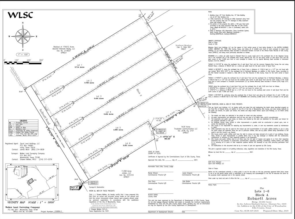 3.714 acres of land located in Ellis County. No ETJ. Seller has installed an active 8 inch water line across the front of the property.