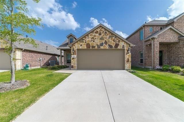 Come and see this 2017 built Prosper ISD one story House. Three bedrooms and 2 baths fits great with small family. You will enjoy cooking in this pretty kitchen which provided stainless steel appliances, tons of cabinets storage, designer lighting, granite counters, gas range. Open floor plan to the living room makes you enjoy family time while cooking. Private master outlooks large backyard with extended patio slab and built in gas line for your grill! With a pretty sliding door access, the master bath features a high vanity with double sinks, separate shower, and walk in closet! Other Two bedrooms share with a full baths. Refrigerator, washer and dryer provided plus a mounted flat screen TV in living. Don't miss this sweet home.