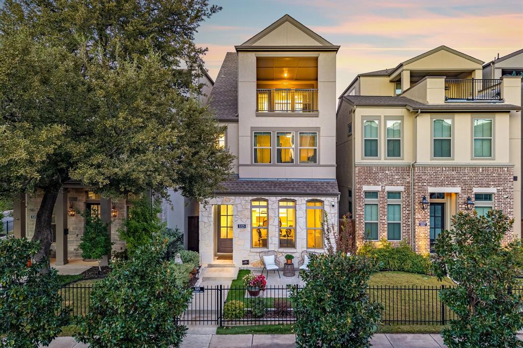 Experience refined luxury living in this exceptional 3-bedroom, 3.5-bath single-family residence, impeccably maintained and perfectly move-in ready. Showcasing stunning brushed gold hardware and designer accents throughout, this home offers a sophisticated, low-maintenance lifestyle without compromising on style or comfort. You’re welcomed by soaring ceilings and an expansive open-concept living space that flows seamlessly into the dining area and gourmet kitchen. Designed to impress, the kitchen features a Café white refrigerator with bronze accents, striking dolomite countertops, custom white shaker cabinetry, a herringbone backsplash, and a water filtration faucet. The second-floor primary suite offers a serene retreat, complete with a spacious walk-in closet and a spa-inspired en suite bath featuring dual vanities, a soaking tub, and a separate glass-enclosed shower. A versatile landing area provides the perfect space for a home office or reading lounge, while a secondary bedroom with its own en suite bath and walk-in closet completes the level. The third floor showcases a stunning flexible living space ideal for a media room, fitness studio, or executive office, opening to an expansive covered terrace with a gas hookup—perfect for elevated outdoor entertaining. A third private bedroom with a full bath is also located on this level. Additional upgrades include an epoxy-finished two-car garage, whole-home water filtration system, whole-home surge protection, and EV charger readiness. The private, fenced front yard features low-maintenance turf and a sleek concrete patio, creating an effortless outdoor living experience. Residents enjoy access to a sparkling community pool and two dog parks. Ideally located just steps from West Highland Park and minutes from the Dallas North Tollway, Medical District, Uptown, and the Knox-Henderson area, this home offers an exceptional blend of luxury, convenience, and turnkey living.