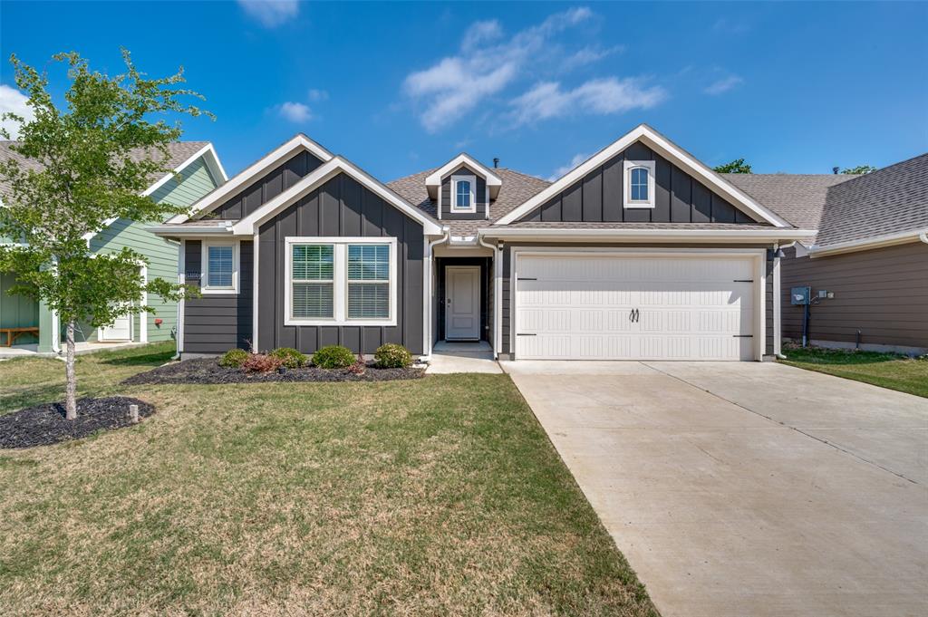 Reduced for Quick Sale! Wonderful Opportunity to own a Charming new home with fantastic open floor plan in a Brand New Community with Amenities minutes away.  Rich Dark wood cabinets and beautiful counter tops and wood inspired laminate floors & Epoxy garage floors and patio make for easy maintenance. Great location on a quiet street BACKING to a GREENBELT with BREATHTAKING SUNSETS! Walking trails and fishing pond inside neighborhood.  Aubrey ISD schools! Refrigerator and washer dryer included! Come and see this Little Oasis and make it your own!