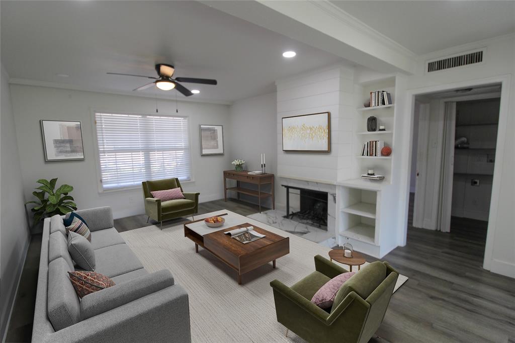 When you want location, lifestyle and convenience all in one - this is your property. Situated with great access to Central Expwy, one of Dallas's main arteries, this condo is perfect for someone wanting carefree living and the ability to have easy access to all Dallas has to offer. Designed with maximum use of space, the living room is flanked by a modern fireplace that opens to a spacious dining area. The updated kitchen has loads of cabinet space and a cozy eating nook. The updated bathroom is adjacent to the laundry closet which holds a stackable washer and dryer, and you are going to love the large walk-in closet in the bedroom. The unit has two outdoor patios, a large one off the dining area and a second off the rear entrance. There are two entrances to the property as well.  A covered reserved parking space is included with the unit and is located in a gated area. Your HOA covers electric, water and trash. Truly a lock and leave lifestyle!  Medical City and Presbyterian Hospitals are minutes away if needed. Shopping is very convenient as well with Northpark and The Shops at Park Lane in easy distance. There is also a Trader Joe's minutes away.  If you like to walk, Northaven Trail is in range for getting in those steps. Getting to work is easy as 635 and I-30 are both minutes away. The unit is on the first floor so no climbing stairs.  **Virtual staging photos were added to several photos in this listing to assist in visualizing potential.** AS IS, BUYER TO VERIFY ALL INFORMATION, BUYER IS RESPONSIBLE FOR ALL INSPECTIONS. Proof of funds must accompany every offer