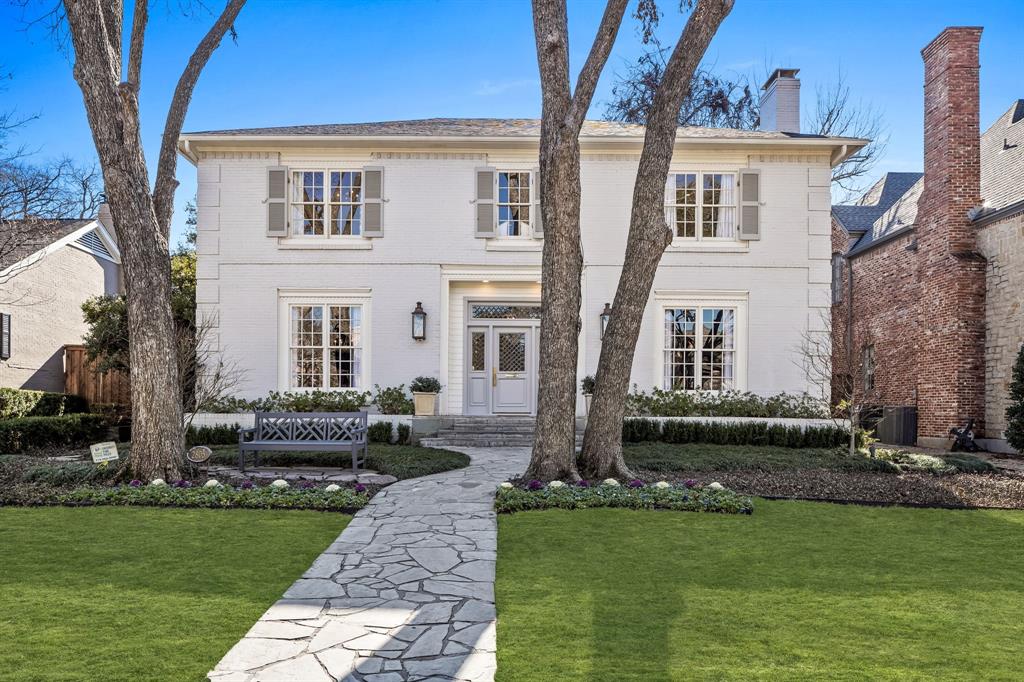 Classic Georgian home with center hall plan, oversized rooms, 10' ceilings, in University Park! Walk to Boone Elementary School.
• The kitchen and great room have just been transformed into an open living space with XL island and gleaming white quartz, designer Italian range,  sub zero, and walk in pantry
• Butler's Pantry & Bar with ice machine and refrigerator drawers 
• Designer wall papers, lighting throughout. 
• Private study with full bath down, could be 5th bedroom. 
• Primary suite has wbfp, XL WIC, private bonus room for exercise, or home office.
• Secondary bathrooms have been updated with designer flair
• Sonos Sound wired throughout the home
• Turf in backyard with rolling gate
        and a Charming Screened in Porch!
• Brand new Roof