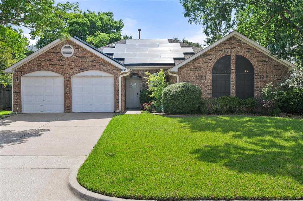 Welcome to 4137 Mapleridge—truly a one-of-a-kind home in the heart of Grapevine! Offering 2,142 square feet, this thoughtfully designed home features 3 bedrooms, a dedicated office, two spacious living areas, and a refreshing pool, creating the perfect balance of comfort, functionality, and style. Beautiful wood floors greet you in the entry and main living area, adding warmth and elegance to the inviting interior. The flexible floor plan provides plenty of room for both entertaining and everyday living, with multiple spaces designed to fit a variety of lifestyles. This home is also equipped with the latest in solar technology, including high-efficiency solar panels that significantly offset monthly energy costs, along with high-capacity backup storage batteries that provide added peace of mind and dependable power when you need it most. Step outside and enjoy your private backyard retreat featuring a sparkling pool—perfect for relaxing on warm Texas days or hosting family and friends. Situated in a highly desirable Grapevine neighborhood within the acclaimed GCISD schools and minutes from Grapevine’s premiere Parr Park. This home offers a quiet and peaceful setting while remaining just minutes from exceptional dining, shopping, and entertainment. 4137 Mapleridge combines modern efficiency, timeless comfort, and an unbeatable location—ready to welcome its new owners home!  Check out the features and utilities docs that are uploaded for more info.