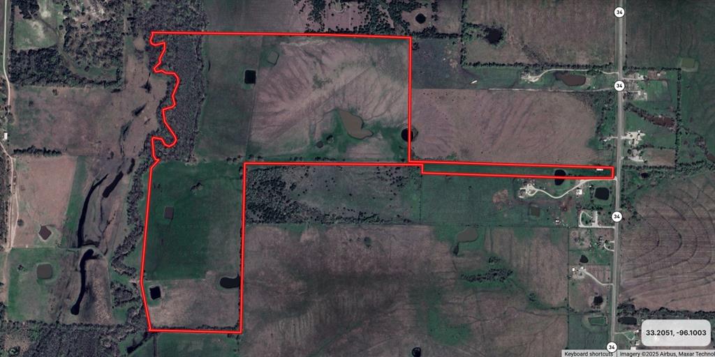 OWNER FINANCING available. Well maintained pastureland with 9 ponds, creek frontage and tree perimeters. This property has been used as a cattle farm and is set up for rotational grazing, divided into 8 paddocks, each with its own stock pond. Great for recreational use - ponds are stocked with fish, deer and feral hogs frequent the property. Frontage on State Highway 34. Access into Greenville and the DFW Metroplex via proximity to Interstate Highway 30, U.S. Highway 380 and U.S. Highway 69. Minimal flood plain along the western property boundary. Equipment shed at the front of the property. Ag Tax Exemption and Ag Lease in place. Ideal for investment, country estate, recreational use. Marketing brochure available upon request.