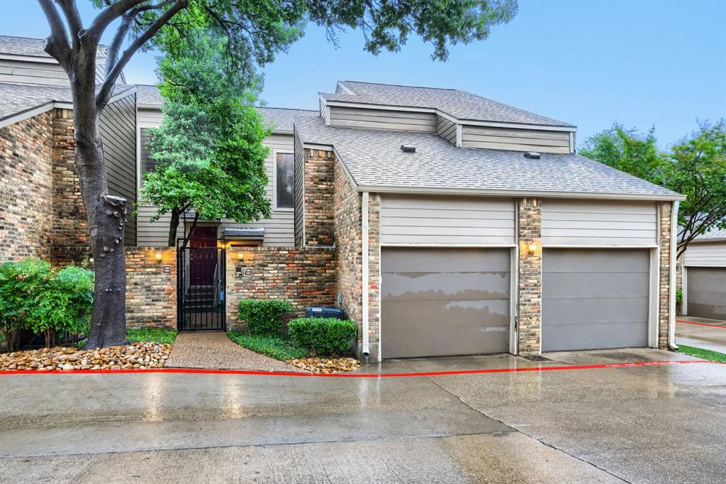 Welcome home to this well maintained first-floor garden condo in the heart of North Dallas. Newly remodeled,  The inviting floor plan features a spacious living room with a fireplace, new red oak hardwood flooring, and crown molding throughout. The kitchen opens to a cozy eat-in dining area, while the private outdoor retreat offers a landscaped yard, perfect for relaxing or entertaining. The versatile secondary bedroom can easily serve as a home office or study, and the attached garage includes convenient built-in attic storage for added functionality. Residents enjoy access to a gated community with exceptional amenities, including two swimming pools, and an outdoor kitchen. Located 5 minutes from the Galleria and Addison, both of which have excellent shopping and dining options. You're 20 minutes to DFW and Love Field.  A nearby bike trail, with easy access to major highways for convenient commuting throughout the Metroplex. Updates include: New HVAC with 10 yr warranty,  Freshly painted, new light fixtures, new garage door motor.  All furniture, rugs, washer, dryer,  refrigerator and TV's convey with an acceptable offer.  Discounted rate options and no lender fee future refinancing may be available for qualified buyers of this home.  Click the Virtual Tour link to view the 3D walkthrough.