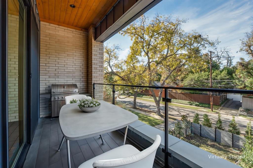 Experience luxury living in this exquisite contemporary townhome perfectly situated in the heart of Dallas, Texas. This three-bedroom, four-bathroom residence offers an unparalleled urban lifestyle, just steps away from the renowned KATY TRAIL, ideal for outdoor enthusiasts seeking a vibrant yet tranquil neighborhood. With three levels of meticulously crafted indoor and outdoor spaces, every detail of this home exudes sophistication and modern elegance. The open-concept design showcases a seamless flow between living spaces, enriched by natural light pouring in through expansive windows. At the heart of this home lies the chef's kitchen, a culinary dream featuring a premium gas range, elegant quartz countertops, and ample storage, promising both functionality and style for entertaining and everyday use. The home features a grand, luxurious primary suite that is a true retreat. Indulge in the spa-like amenities of the expansive ensuite bathroom, complete with a soothing soaker tub and a separate shower, ensuring a private sanctuary to unwind and recharge. This property boasts a unique offering of three patios, each strategically positioned across the three levels to provide over 1,200 sq ft of private outdoor living space including an extra large front yard with plenty of space for the kids or pet. These serene settings are perfect for both relaxation and entertainment and culminate in an impressive grand rooftop deck, offering stunning views and the ultimate urban escape. Enhancing convenience and accessibility, the home includes a private elevator, effortlessly connecting each floor, a two car garage AND two private parking spaces up front. Don't miss the opportunity to own a piece of luxury in this sought-after location. Contact the listing agent today to schedule your private showing and explore the sophisticated lifestyle this Dallas gem has to offer.