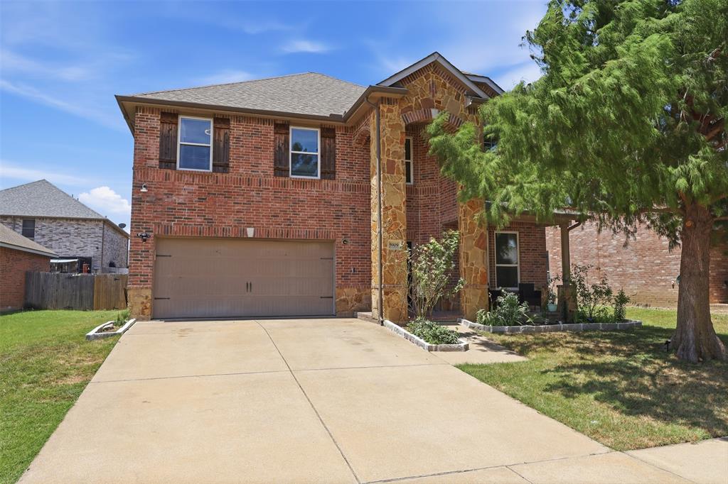 This charming 5-bed, 2.5-bath Lake Pointe home offers a welcoming layout with plenty of flexible spaces. Luxury plank flooring downstairs, and electric fireplace perfect for cozy nights. Downstairs features a dedicated office plus a front flex room with French doors that works beautifully as a sitting room, or retreat. Upstairs, a spacious media room adds even more space to spread out. All bedrooms are spacious, and have walk in closets. The open kitchen creates an easy flow for everyday living and entertaining, complete with a pantry for convenience. Solar panels will be paid off at closing, providing energy savings from the start. A warm, comfortable home that truly feels like home. We can't wait for you to see it.