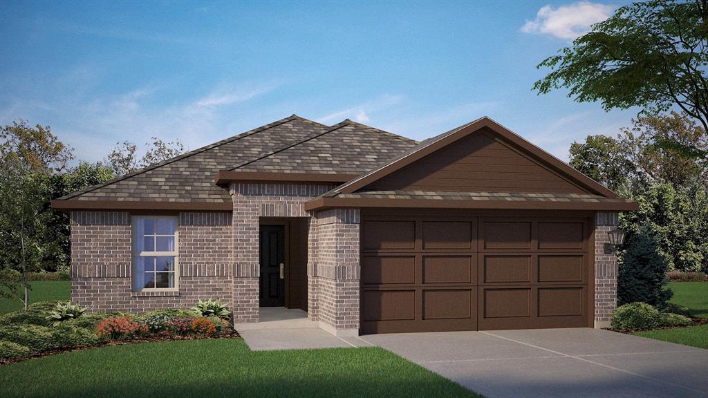 New and Now selling! D.R. Horton's new fabulous Hickory Grove community in Denton and Krum ISD! Beautiful Single Story 4-2-2 Dalton floorplan-Elevation A, with an estimated Summer completion. This beautiful single-story Dalton floorplan offers 4 bedrooms, 2 bathrooms, and a 2-car garage. The open-concept layout features a spacious family room that flows seamlessly into the dining area and a modern kitchen equipped with 36-inch upper cabinets, granite countertops, a center island, stainless steel appliances, gas range, and a walk-in pantry. The private primary suite includes a generous walk-in closet and a bathroom with an oversized shower. Three additional bedrooms provide flexibility for guests, a home office, or hobbies. Interior highlights include quartz vanity tops with drop-in sinks in both bathrooms and luxury vinyl plank flooring in the entry, hallways, kitchen, dining, family room, utility room, and bathrooms. Built with energy-efficient features throughout, this home also includes America’s Smart Home Technology package. Exterior features include a covered front porch, covered back patio, 6-foot-stained wood fence with metal posts, full sod, sprinkler system, and a complete landscape package. Hickory Grove boasts a range of amenities and future developments, including planned pools and multiple playgrounds for family fun and relaxation. Close proximity to Denton's Rayzor Ranch Marketplace for Shopping and Dining. Convenient to UNT and TWU Universities.