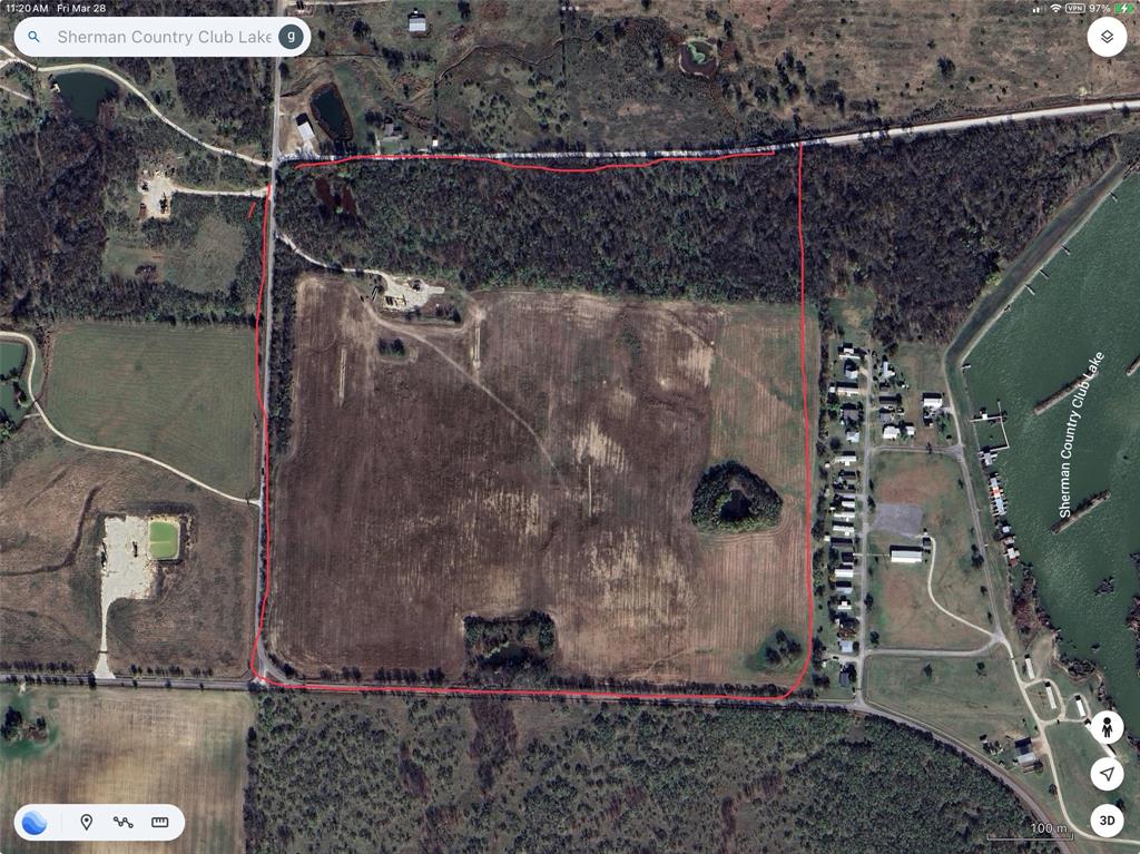 Approximately 96.69 acres adjoining Sherman Country Club, Property has over 5000 ft frontage on Washington Street and Gibbons Road which border property on three sides. Majority of tract cleared and currently under cultivation. Property has several stock tanks and is fenced.