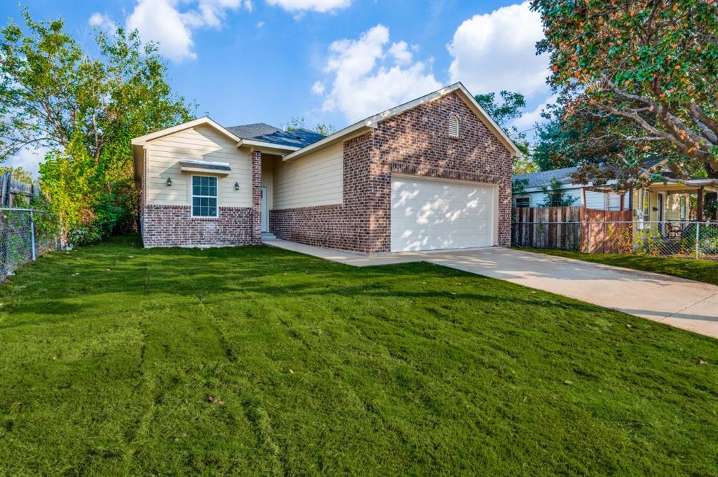 Step into this charming, like-new brick home featuring a bright open floor plan designed for modern living. Beautiful wood-look flooring flows seamlessly throughout—no carpet anywhere—creating a clean, cohesive feel. The spacious eat-in kitchen is a standout with crisp white cabinetry, a large island perfect for gathering, and a classic subway tile backsplash that adds timeless appeal. The primary suite offers a relaxing retreat with dual sinks, a separate shower, and the rare bonus of two walk-in closets. With three additional bedrooms, there’s plenty of space for family, guests, or a home office. Enjoy outdoor living under the covered patio overlooking a fenced backyard—ideal for entertaining or unwinding. Conveniently located near Fair Park and downtown Dallas with easy highway access, this home combines comfort, style, and accessibility in one inviting package.