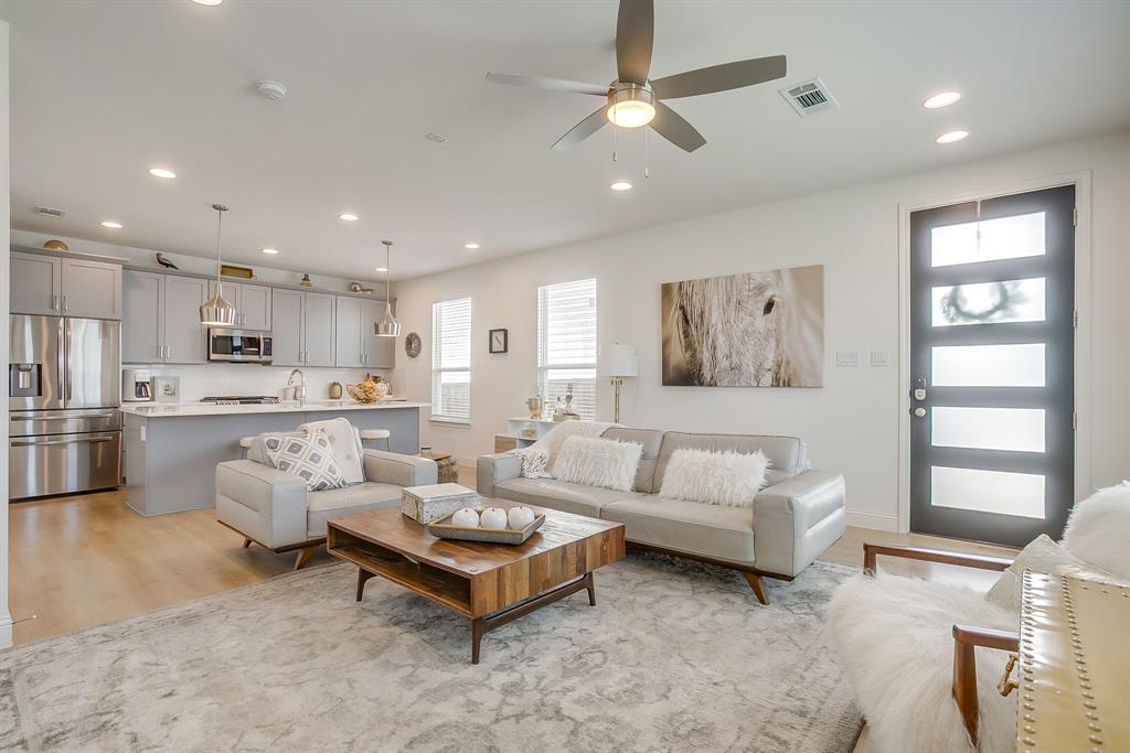 Welcome to effortless living in the gated Overlook community of Northwest Fort Worth, where modern design meets low-maintenance convenience. Built in 2023 by Village Homes, this beautifully maintained townhome offers a lock-and-leave lifestyle without sacrificing space or style.
Step inside to a light-filled, open-concept layout with tall ceilings and expansive windows that make the main living area feel both bright and inviting. The kitchen is equal parts functional and eye-catching, featuring quartz countertops, a sleek subway tile backsplash, crisp cabinetry, stainless steel appliances, a gas range, and a good sized pantry. Whether you're hosting friends or enjoying a quiet night in, this space was designed to do both with ease. Upstairs, a flexible loft creates the perfect bonus space for a second living area, office, or playroom. The primary suite is tucked away for privacy and feels like a true retreat, complete with a spacious walk-in shower, dual vanities, and a large walk-in closet. Two additional guest bedrooms and 2 full guest baths provide room for guests or family, while the upstairs laundry room adds convenience right where you need it.
Ideally positioned with quick access to Downtown Fort Worth, 820, and 199, and just minutes from Alliance, Lockheed Martin, NAS JRB, and nearby lakes, this home offers the perfect blend of accessibility and lifestyle.