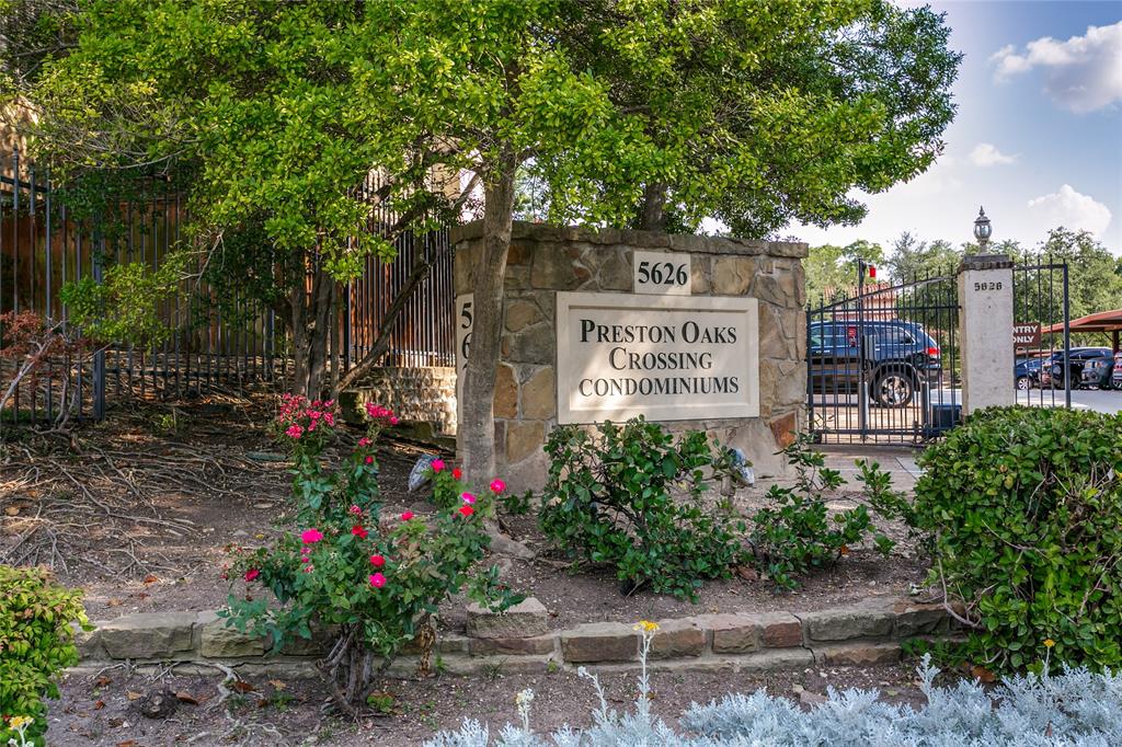 Beautiful Mediterranean Condo with 2 bedrooms and 1.5 bath in a gated community, just minutes from Addison, Galleria and major highways. Pool area is beautifully landscaped and features hot tub area and club house. Assigned 1 car carport.( Water, trash and sewer are covered by the HOA)