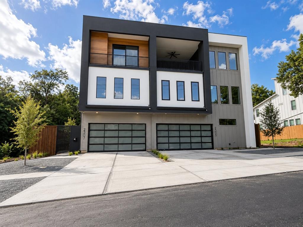 Welcome to 2305 Kings Rd, a stunning duplex-style single-family home in the heart of Dallas! This exquisitely designed property offers 1,938 square feet of contemporary living, featuring 3 bedrooms, 3.5 bathrooms, all thoughtfully designed with modern luxury in mind.

Step inside to discover a spacious floor plan with an abundance of natural light streaming through dual pane, oversized, and floor-to-ceiling windows. The home blends modern elegance with functionality, highlighted by beautiful hardwood-laminate and tile flooring throughout. The gourmet eat-in kitchen boasts premium counters, a gas stove, stainless steel appliances, a pantry, and a large island perfect for hosting or meal prep, all while enjoying the scenic views through the windowed layout.

Relax in the cozy living area with a charming fireplace, or retreat to the sumptuous primary ensuite, complete with separate vanities, a walk-in closet, a soaking tub, and a separate shower. The additional bathrooms feature oversized vanities, dedicated storage, and stylish finishes. A convenient powder room and foyer add to the home’s thoughtful design.

The private courtyard-like fenced yard, and Juliet balcony off the primary bedroom offer multiple options for outdoor enjoyment, while smart irrigation and rain gutters provide low-maintenance convenience. With brand new everything and builder warranties ready, every detail has been considered for your comfort and convenience.

Don’t miss this opportunity to own a truly remarkable home in a prime location! Schedule your showing today and experience the perfect blend of style and function at 2305 Kings Rd.