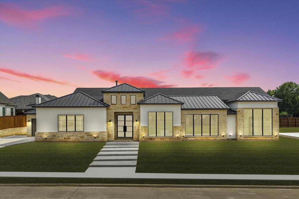 RARE FIND!! BRAND NEW CONSTRUCTION in Colleyville! Scheduled completion ~July 31, 2024. Do not miss this opportunity to own your dream 1-story luxury home in one of Colleyville's newest neighborhoods! Thoughtfully designed with custom lighting, Hunter cabinetry, soaring vaulted beamed ceilings & gorgeous hardwood floors. Delight in the spacious kitchen offering beautiful quartz countertops, a large island with breakfast bar, built-in fridge, industrial gas range and much more! The floor to ceiling stone fireplace sets as the focal point in the living room and primary suite, while the decorative wood designed wall in the office offers a serene space for studying or work. The grand Pella windows & doors flood the space with natural light, while also offering breathtaking views of the expansive patio & yard. Highly desired GCISD as well as close proximity to several private schools! 110 Laila Ct & 113 Laila Ct also available. *Photos have been virtually altered. Sod will be installed soon