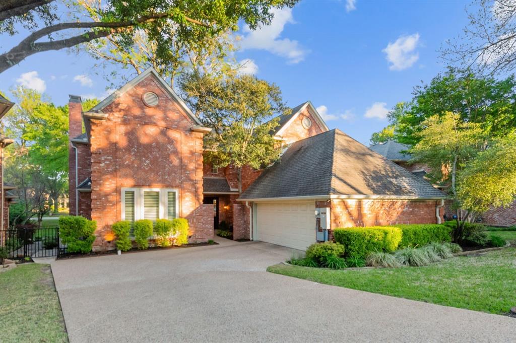 This home is perfectly situated in the mature trees, hills and walking trails of Eldorado, in McKinney. From the front it sits on a quiet cul-de-sac, in the back is a greenbelt and it has a view of the lake and golf course. The beauty of a small lot on a greenbelt is low maintenance with the serenity of open space. The 23' x 15' deck makes you enjoy the space any time of day. The architectural beauty of this stunning home is best experienced in person!  To start, the front door is tucked into a garden courtyard with a fountain. Upon entering, you are greeted by wall-to-ceiling windows. The windows have an architectural header, creating a classic, classy style. The first room is currently a dining room with wood floors, a dramatic staircase and of course the windows that look out over the greenspace. A privacy door separates it from the large gourmet kitchen with its unique granite counters, stainless steel appliances, double oven, 2 pantries, glass-front cabinet, under-cabinet lighting, a picture window and trash compactor. The next area is the living room with built-in shelves, a fireplace, a wet bar and doors that lead to the outside deck - perfect for entertaining friends and family. The HUGE primary suite is upstairs, with its own gas fireplace and private balcony! The primary bathroom has been updated with timeless style and elegance. Garden tub, separate shower, large closet and be sure to look for the hidden cedar closet. Two guest bedrooms are up with a jack-n-jill bath. The first-floor office has an attached bath and an adjacent closet, which could function as a fourth bedroom. Just a golf cart drive to the award-winning Valley Creek Elementary school. Easy access to 75, 121 and the historic McKinney Square. 2026 – installed new carpet and the walls, cabinets, ceilings and trim were painted throughout. Come see it today!