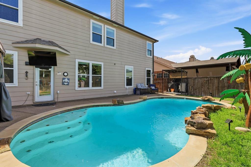$ BUYER CONCESSION OFFERED$
 HEB School District!
Welcome to your backyard oasis complete with crystal clear pool and a cabana! When was the last time you found a backyard oasis below $475,000?  This is a must see!
This beautifully maintained home offers the perfect blend of functionality and style, featuring an inviting open-concept layout ideal for both everyday living and entertaining. Natural light fills the living spaces, creating a warm and welcoming atmosphere from the moment you walk in.
The kitchen is a true centerpiece, complete with ample counter space, modern appliances and a seamless flow into the dining and living areas-perfect for hosting gatherings or enjoying quiet nights at home. The spacious primary suite provides a relaxing retreat, while additional bedrooms offer flexibility for family, guests or home office.
Step outside and fall in love with your own resort-style backyard featuring a sparkling pool with a stunning waterfall feature-the perfect setting for relaxing evenings, weekend gatherings or cooling off during those Texas summers. This outdoor space truly sets the home apart!
Ideally located with easy access to major highways, commuting to Dallas or Fort Worth is quick and convenient. You'll also enjoy being close to shopping, dining, parks and entertainment.
 Key features include: triple pane windows, French drains, updated light fixtures and energy efficient fans!
If you've been searching for a home that combines comfort, style and an incredible outdoor lifestyle-this is the one. Don't miss your chance to make it yours!
 Ask about concession $ for carpet replacement!