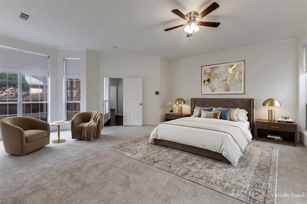 Stunning one owner home with dream location close to all Dallas has to offer. Mature trees and winding streets make this best kept secret stand out. Recent updates includes interior paint, wood flooring, carpet, tile, quartz countertops and stainless steel appliances. The flowing layout offering both ease and elegance-perfect for everyday living and effortless entertaining. Spacious rooms and large Walk-in storage closets are located throughout the home including one closet that is cedar lined. The primary bath features dual vanities, garden tub and two walk-in closets with built ins. Mature landscaping sets the tone for relaxed living. Step into the backyard and discover a private covered patio, ideal for morning coffee, evening conversations, or simply enjoying the giant cranberry crepe myrtles and calm surroundings with minimal maintenance. Truly a Lock and Leave lifestyle. Conveniently located with easy access to major thoroughfares, shopping, dining, work or play offering balance of tranquility and connectivity. The neighborhood also offers Bent Tree Country Club with its stunning golf course, home to previous LPGA and Senior PGA tournaments and one of the finest indoor tennis facilities in the Dallas area. Freshly updated throughout and MOVE-IN ready, just waiting for you!  Come take a look!