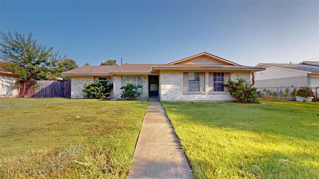 MOVE IN READY! Adorable 3 bedroom, 2 bath home in terrific Richardson location with 2-car garage! Spacious family room with cozy fireplace, laminate flooring, and sliding glass door onto the spacious backyard patio. Kitchen boasts generous cabinetry and counter space, white appliances with fridge included, and gas range. Laundry just off the kitchen with room for full size washer and dryer. Large primary bedroom with ensuite bath and walk-in closet. Two additional bedrooms share the second hall bath. Large backyard with open patio! New roof and new fence!